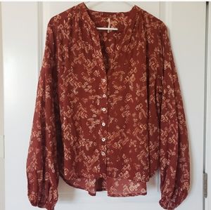 Free People Cotton Button Down Blouse